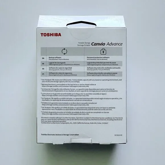 TOSHIBA Canvio Advance HDTCA40XW3CA 4 TB Portable Hard Drive - External - White